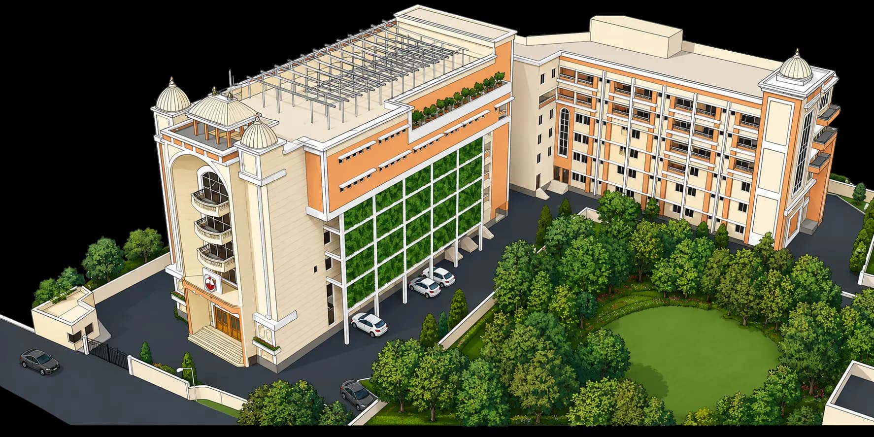 Illustration of Vedanta Bhavan, Advaita Ashrama’s new building